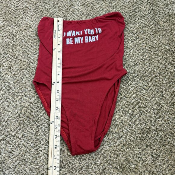 O-Mighty Women’s Red Graphic Bodysuit OMighty Stretch Size Small - Picture 4 of 7